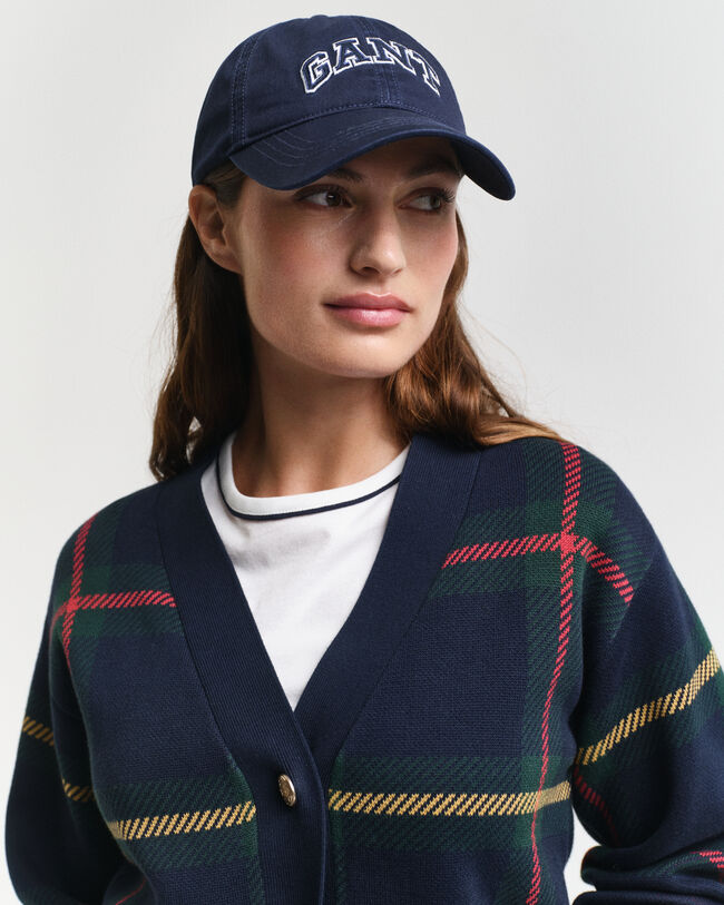 Cardigan a quadri con scollo a V