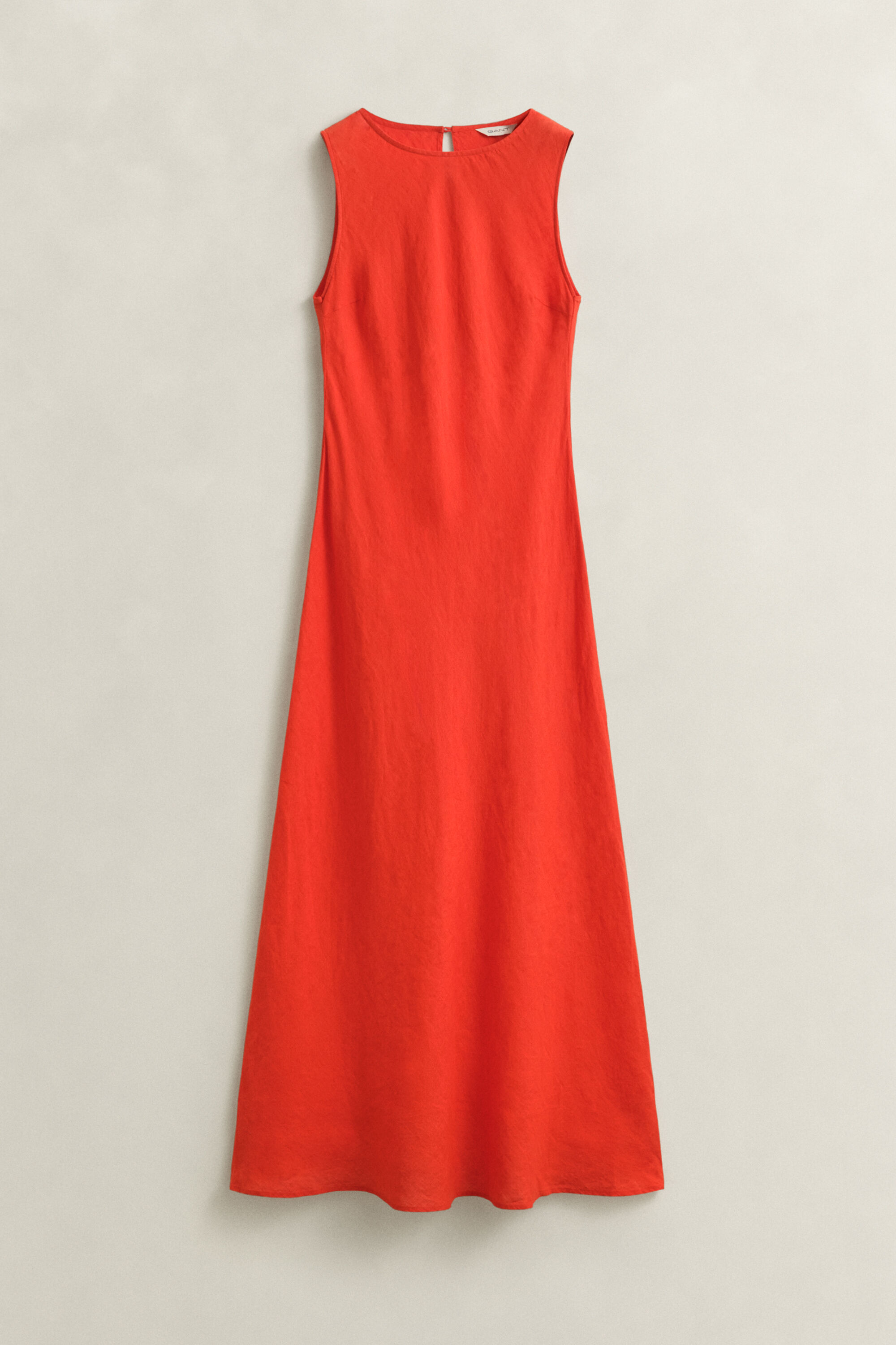 Abito midi in lino con taglio obliquo