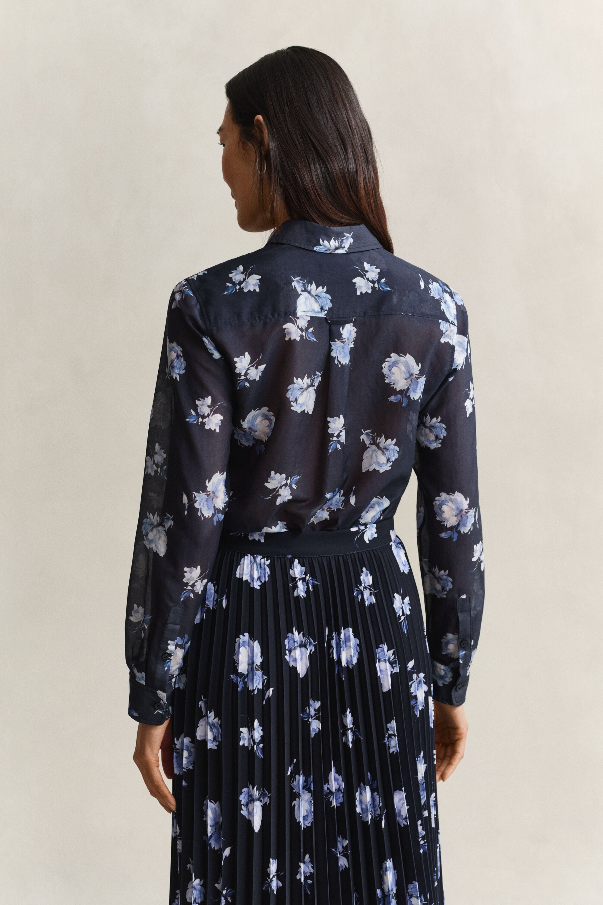 Camicia in misto seta-cotone con stampa floreale