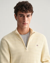 Maglia a righe in cotone testurizzato con zip corta