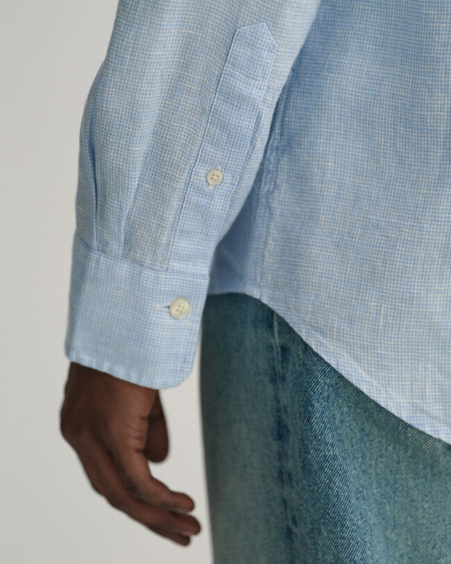 Camicia di lino pied de poule slim fit