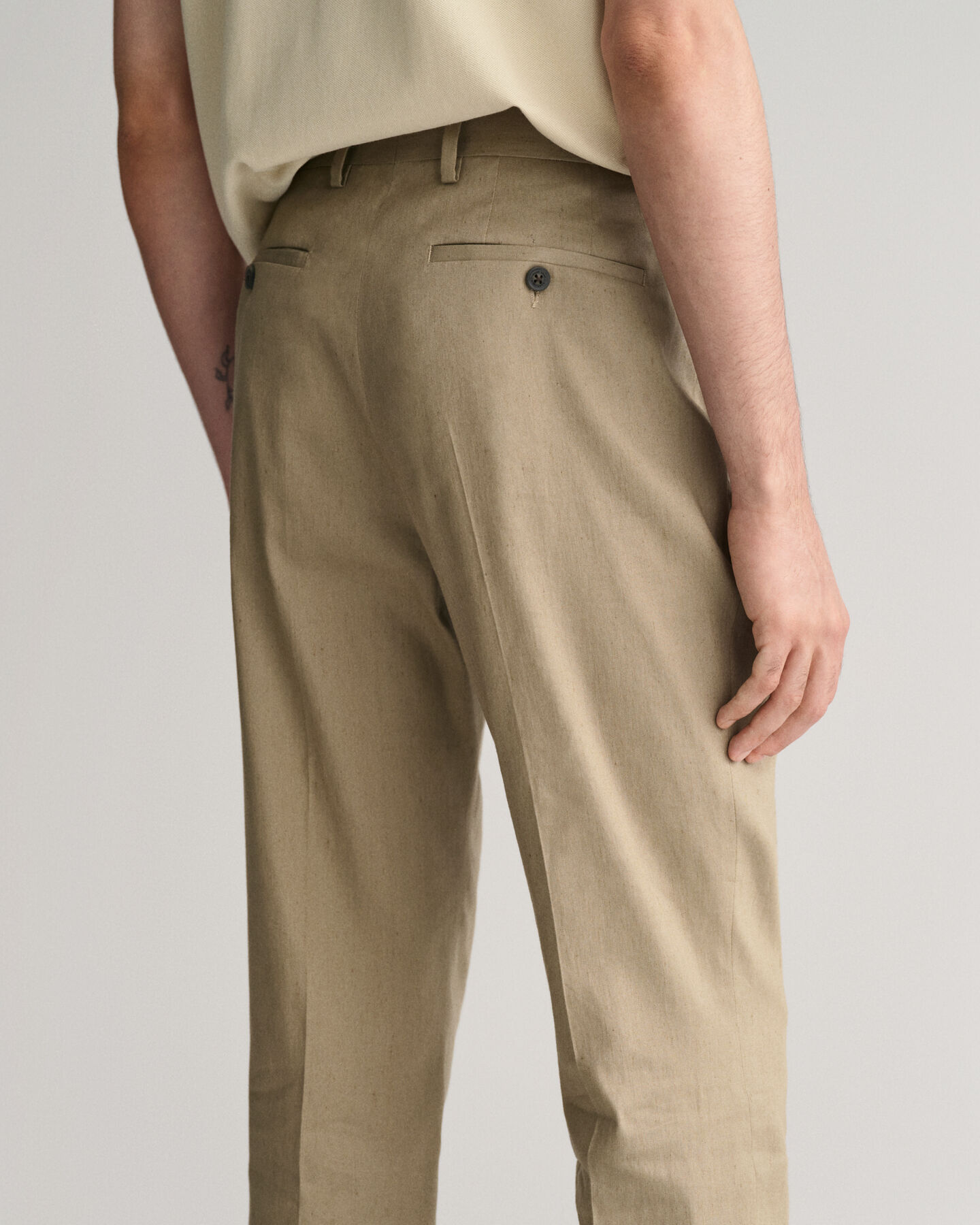 Pantaloni da abito in misto lino-cotone slim fit