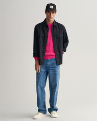 Maglia girocollo in cotone a trecce