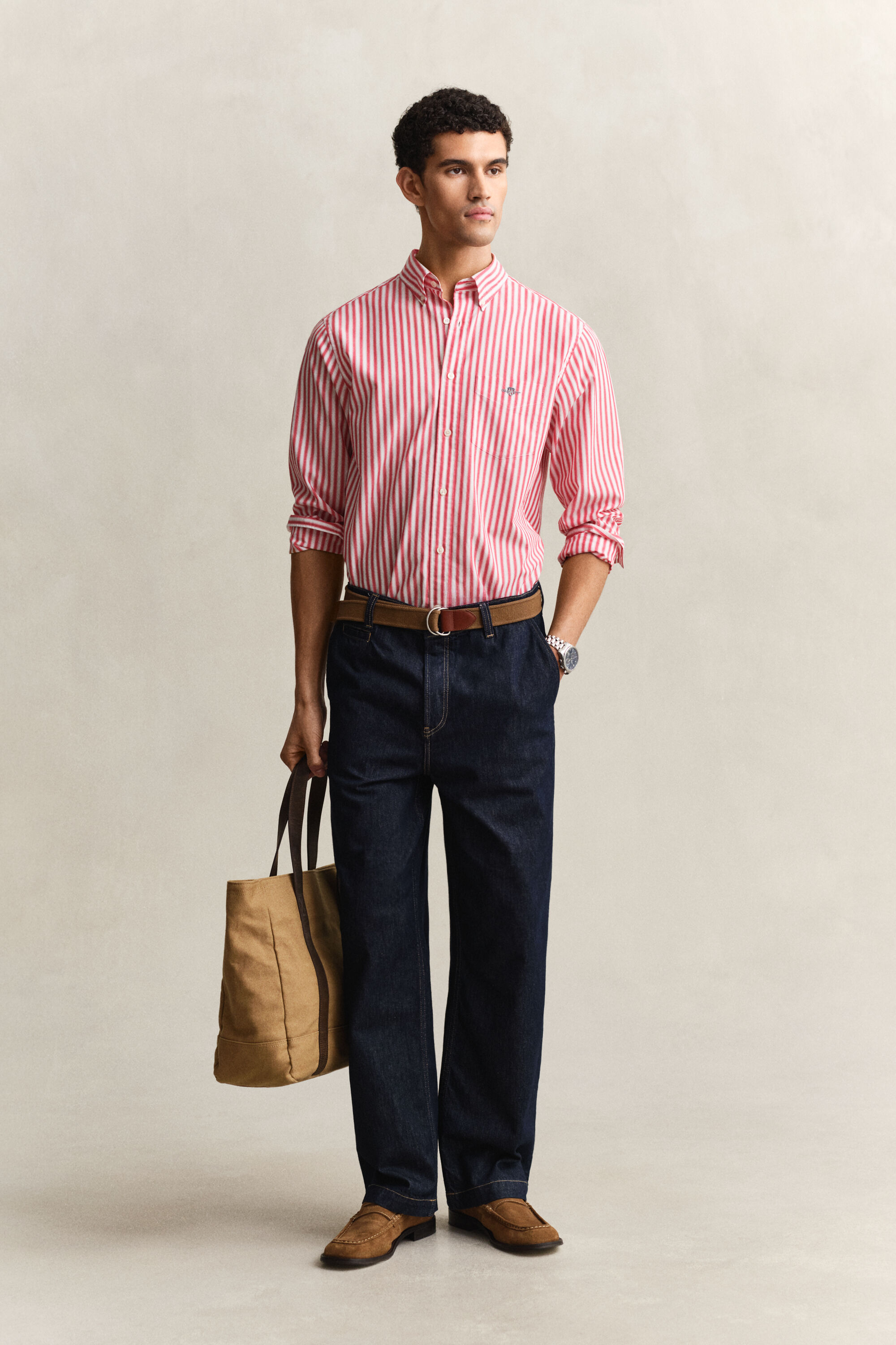 Camicia classica in popeline a righe