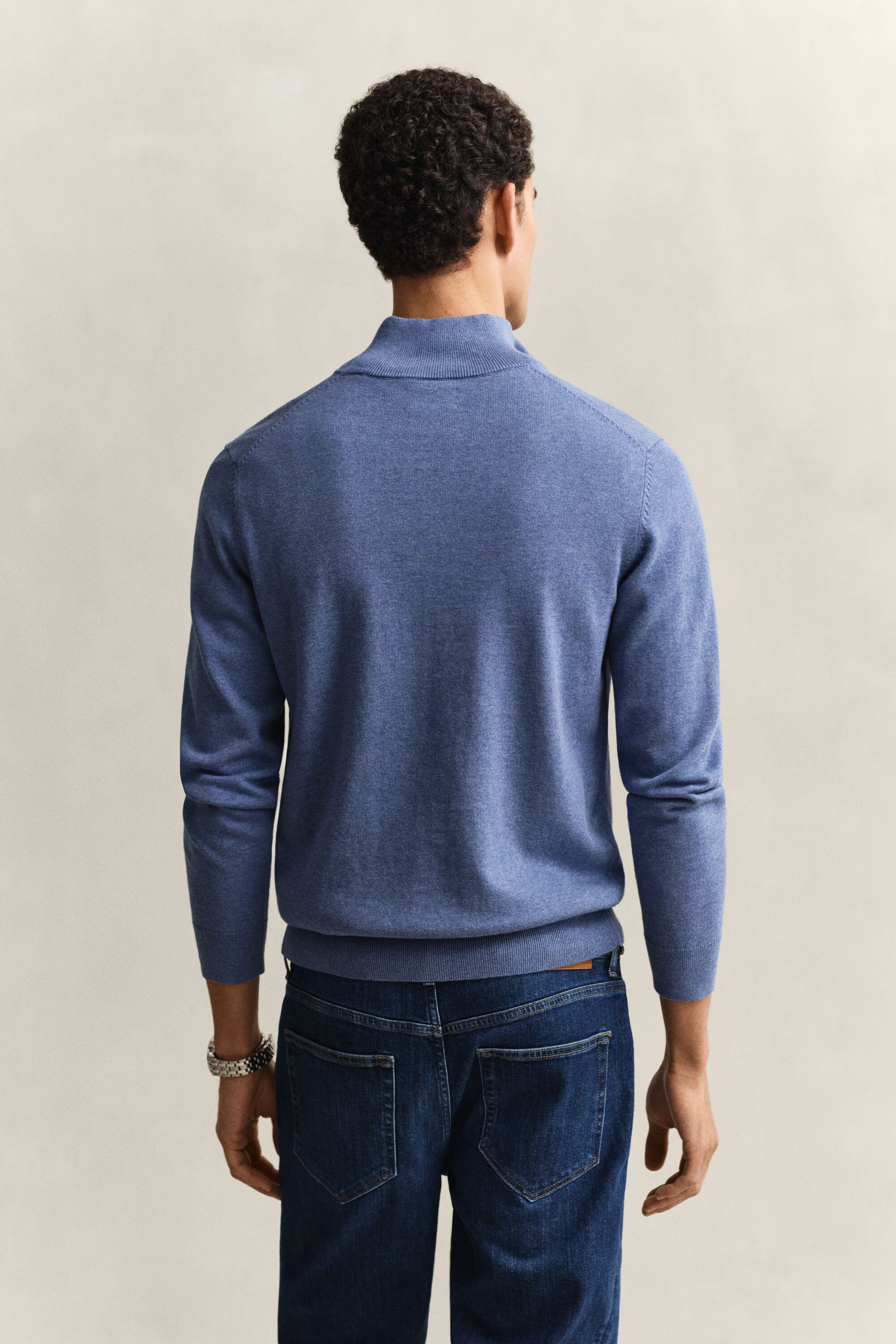 Maglia in cotone classico con zip corta