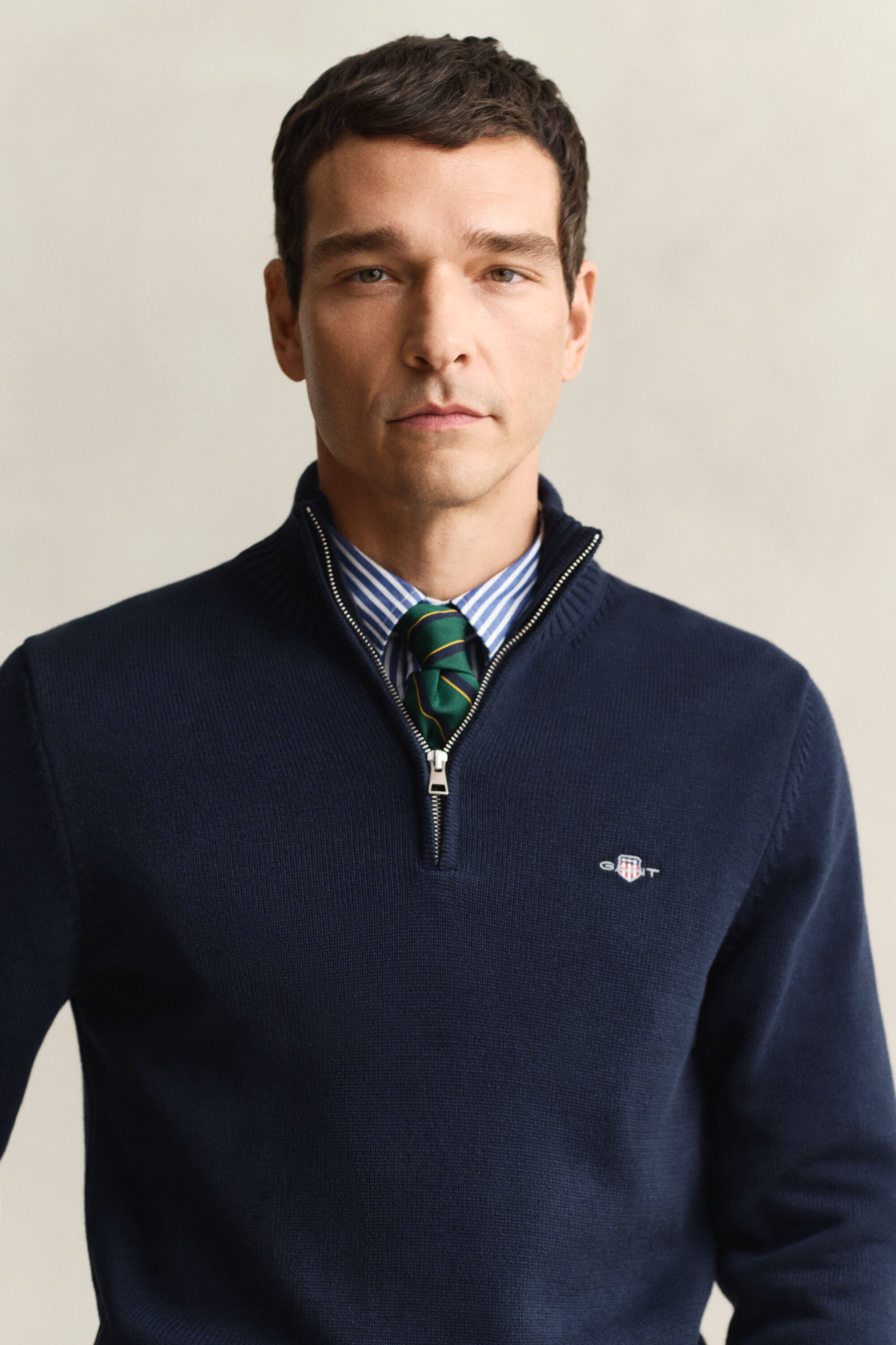 Maglia in cotone casual con zip corta