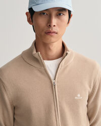 Cardigan con zip in piqu&eacute; di cotone