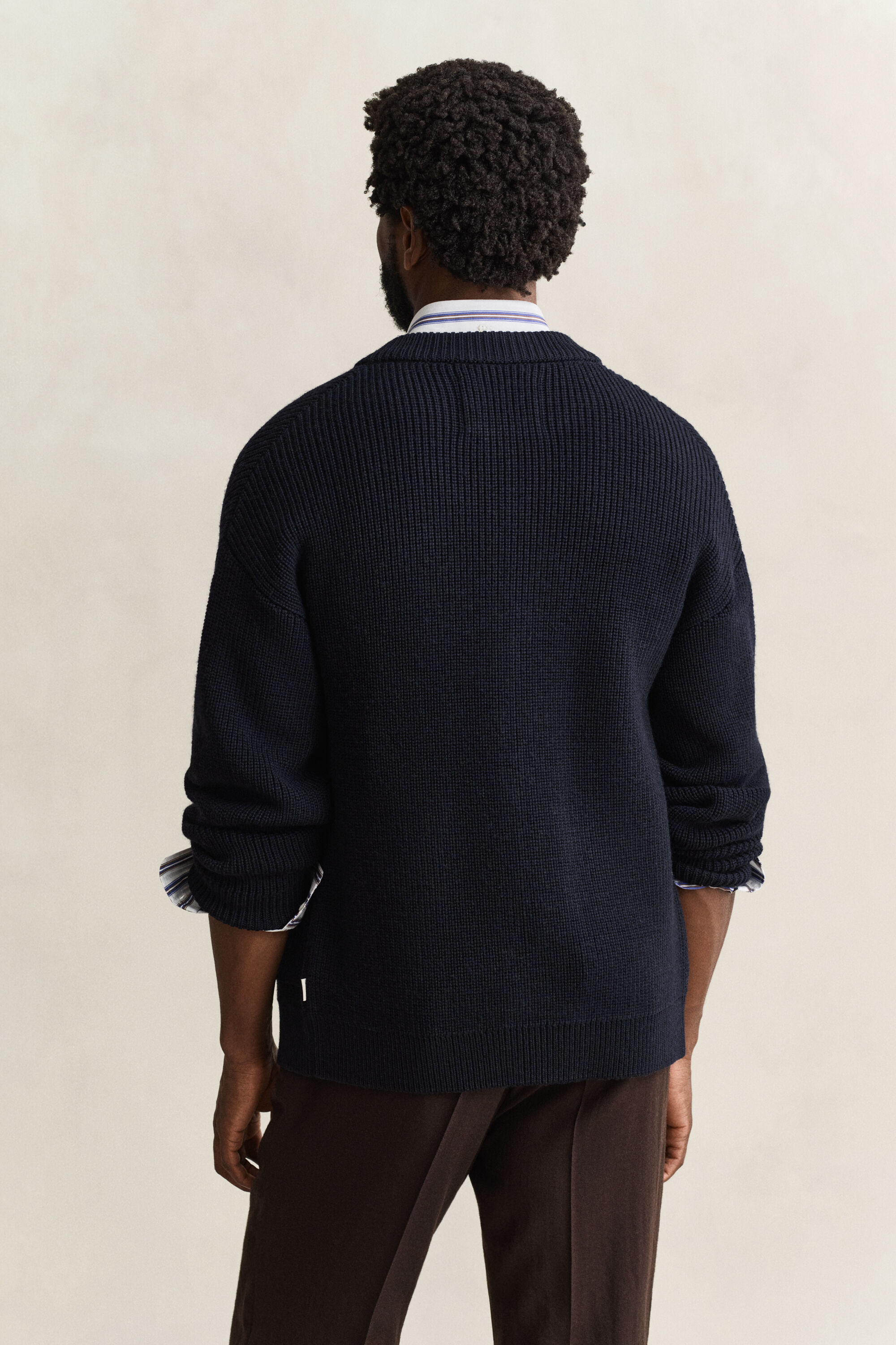 Cardigan con zip in lana a coste
