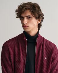 Cardigan con zip in cotone testurizzato