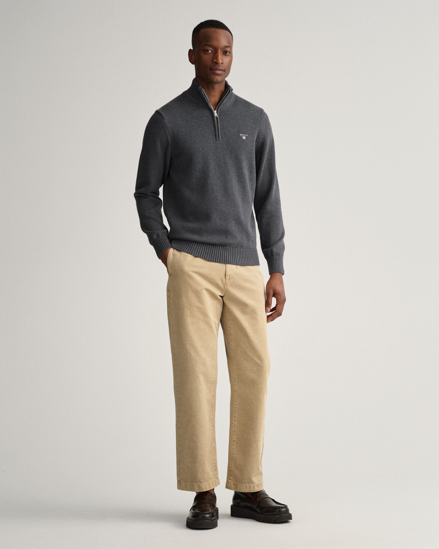 Maglia Casual in cotone con zip corta