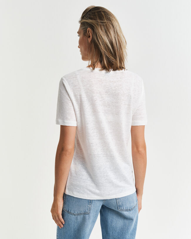 T-shirt in lino con scollo a V