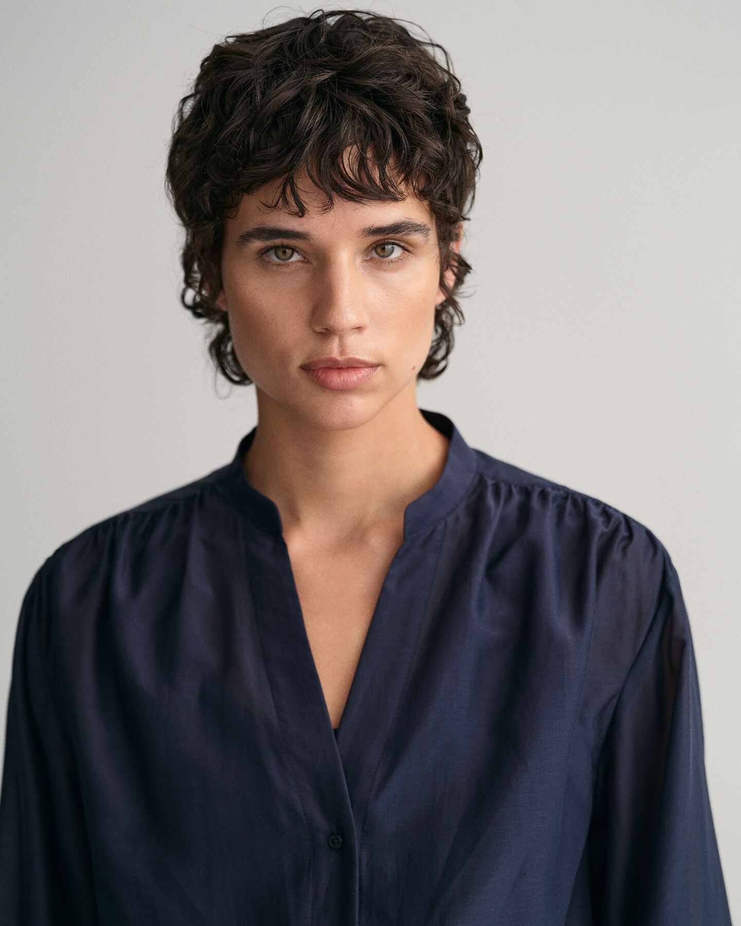 Blusa in misto cotone-seta relaxed fit