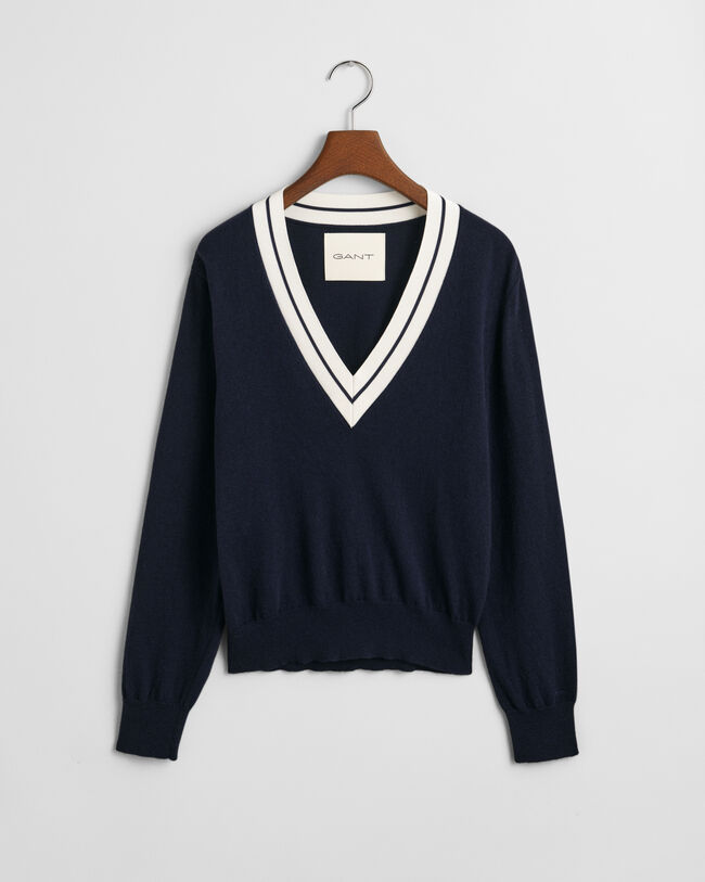 Maglia con scollo a V a contrasto