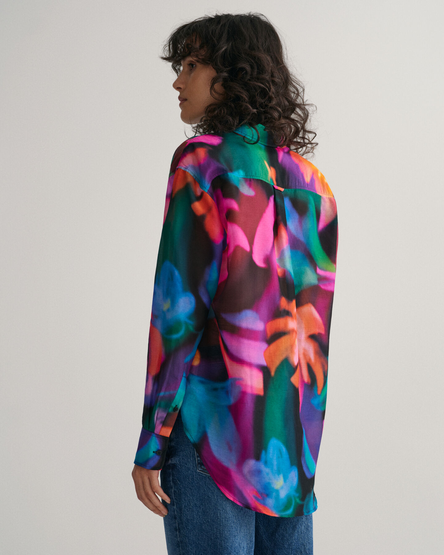 Camicia in misto cotone-seta con stampa floreale relaxed fit