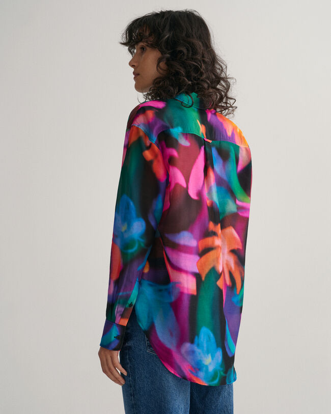 Camicia in misto cotone-seta con stampa floreale relaxed fit