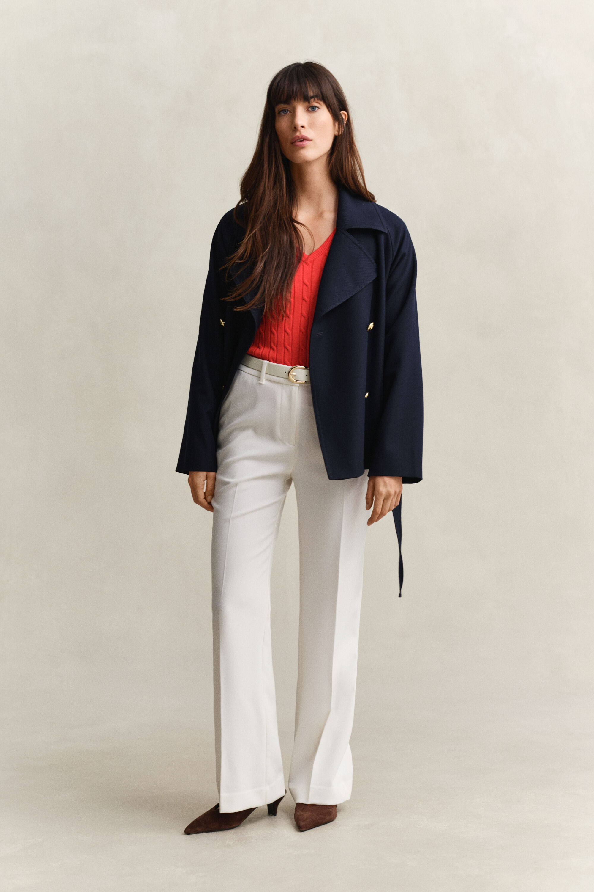 Maglia con scollo a V a trecce