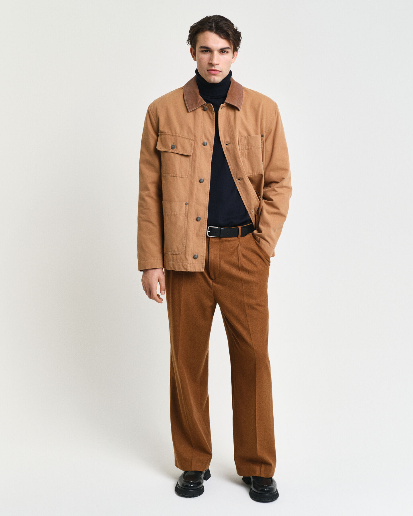 Pantaloni da abito in flanella di lana relaxed fit