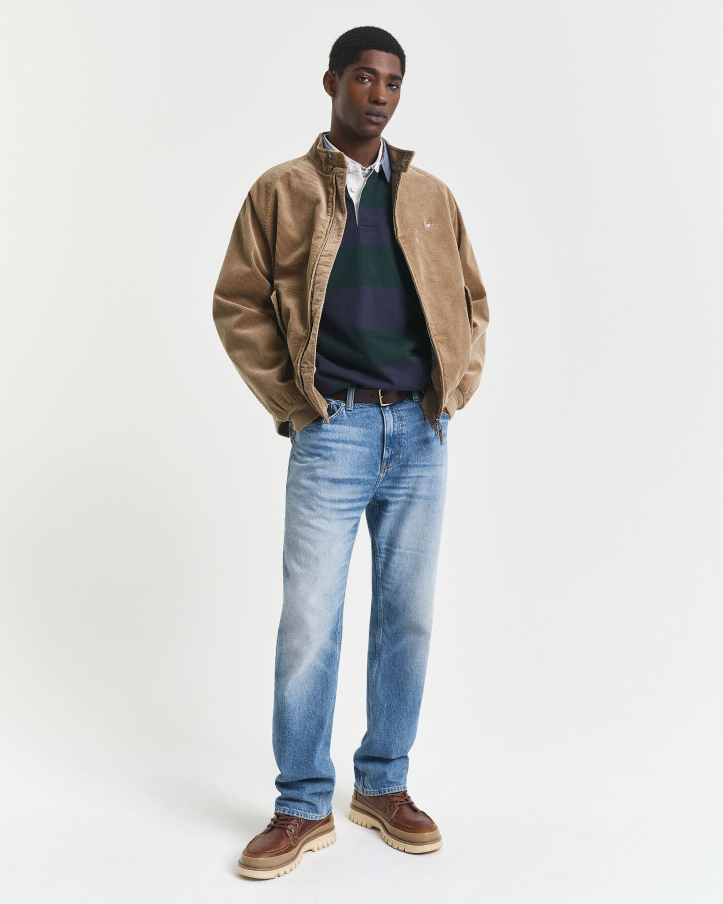 Heavy Rugger a righe con colletto in chambray