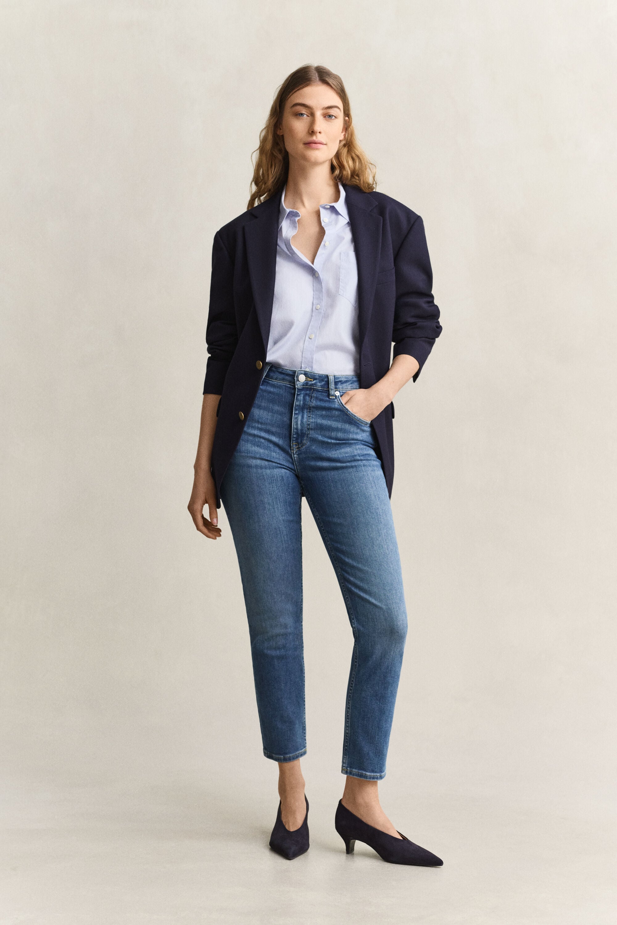 Jeans alla caviglia elasticizzati