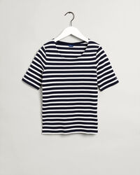 T-shirt a maniche corte a costine e righe