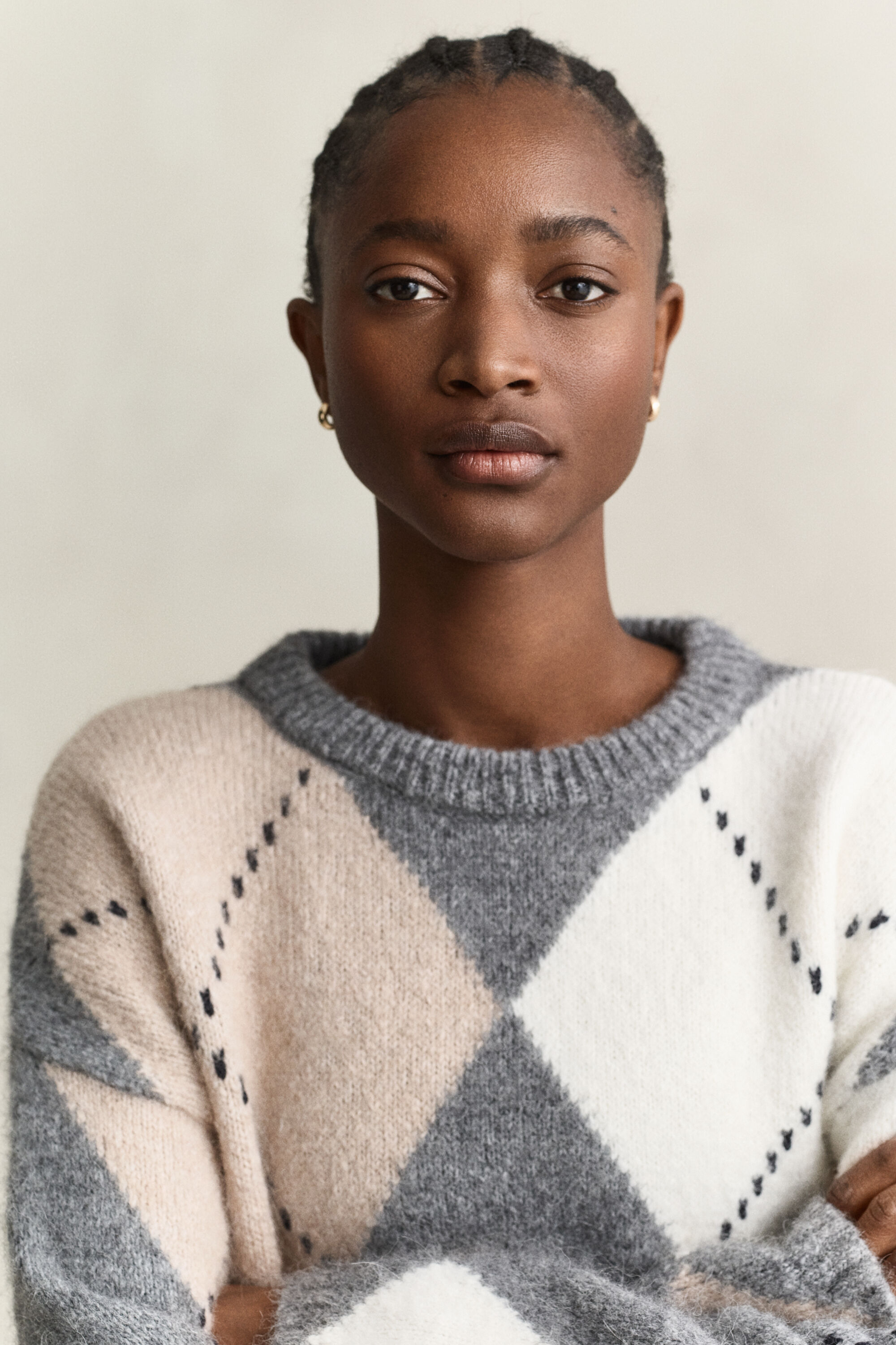 Maglia a rombi in misto lana d'alpaca