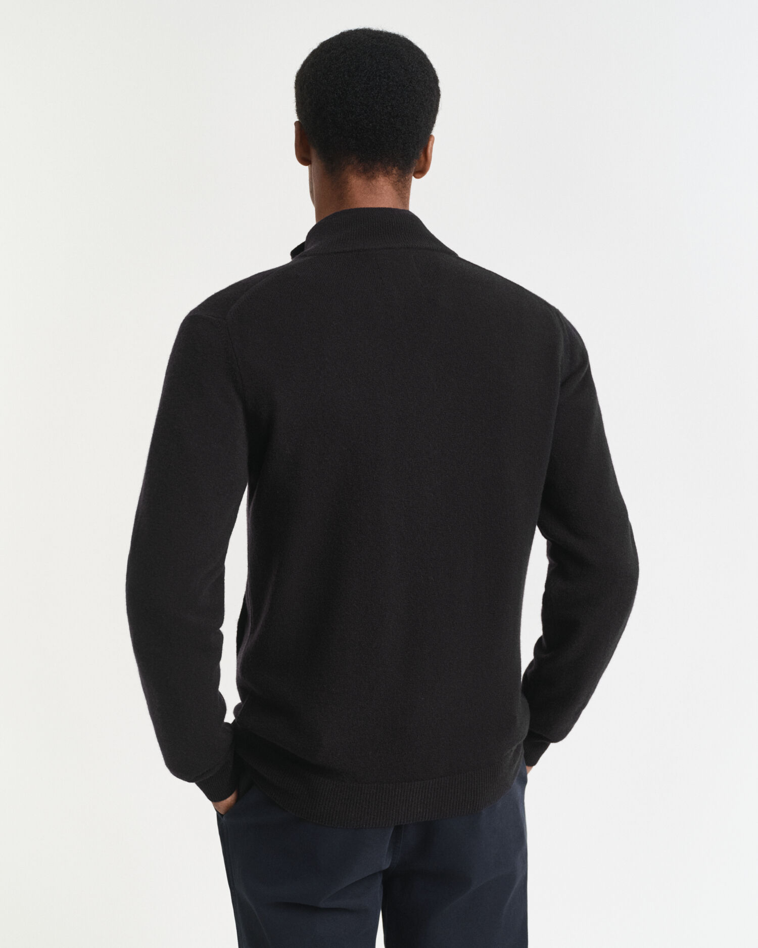 Cardigan con zip in finissima lana d’agnello