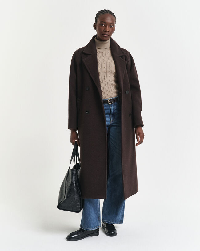 Maglia a collo alto in cotone elasticizzato a trecce