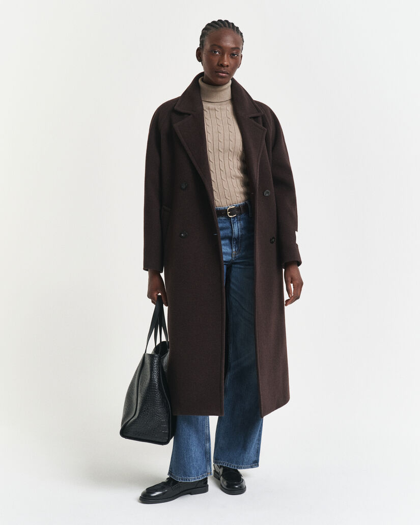 Maglia a collo alto in cotone elasticizzato a trecce