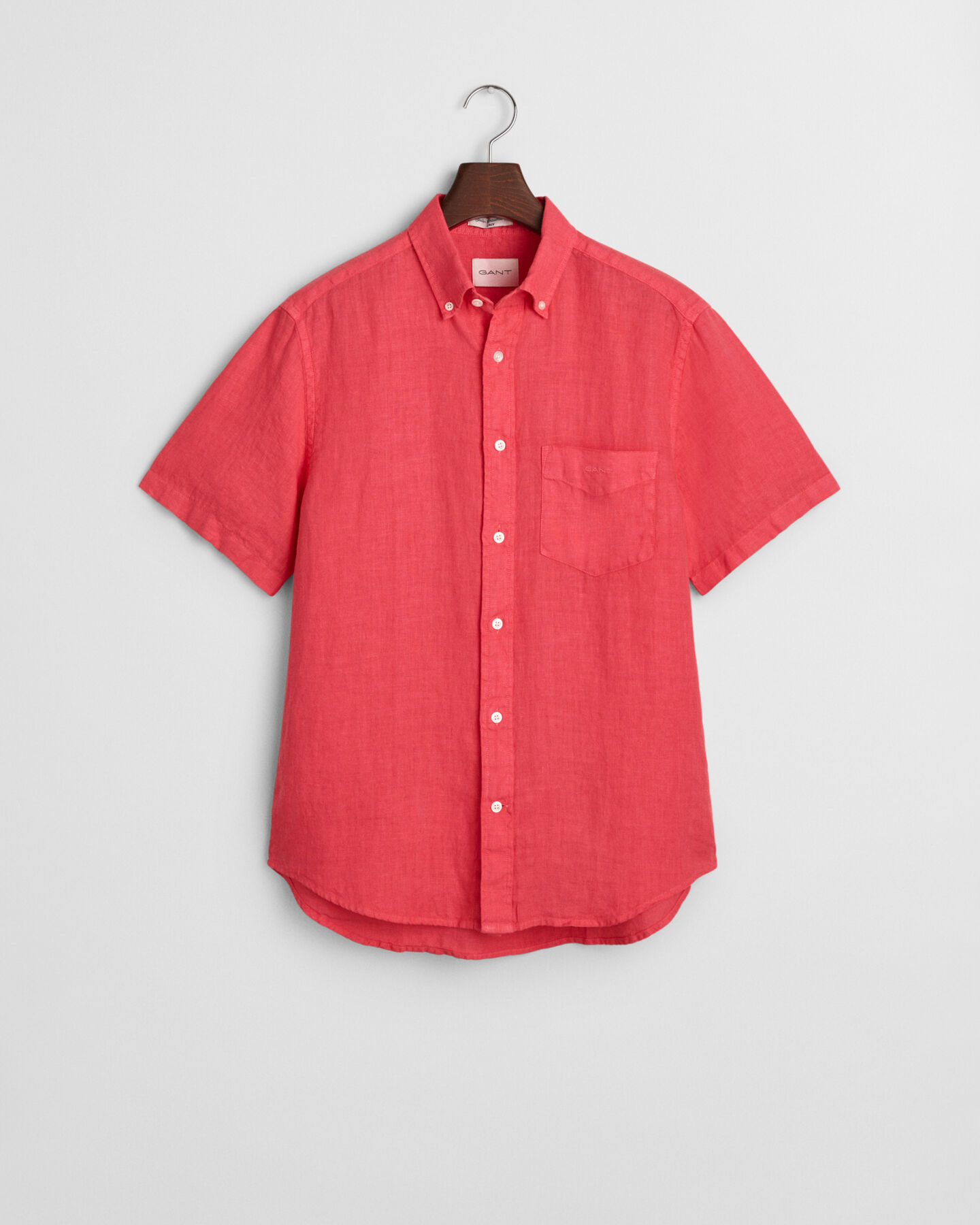 Camicia di lino tinto in capo maniche corte regular fit