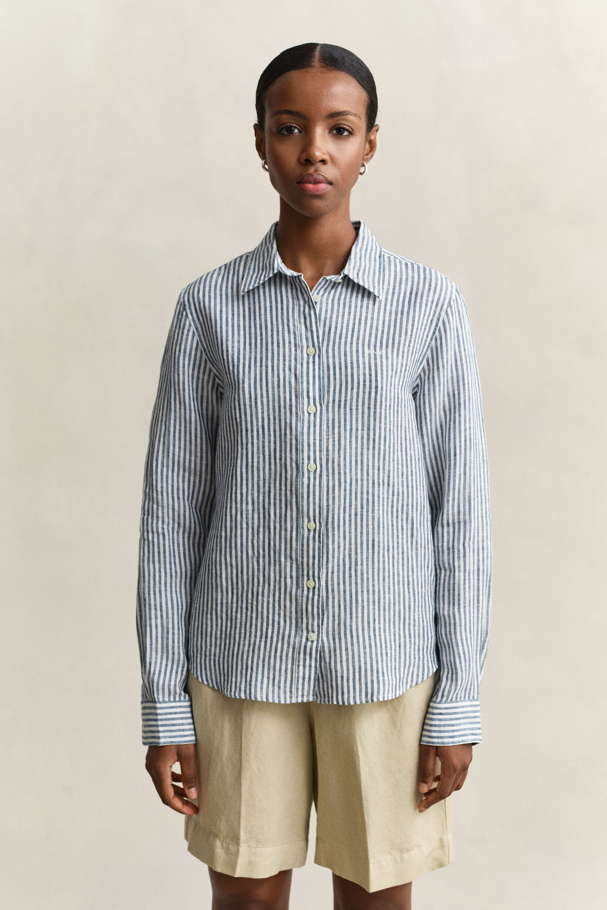 Camicia di lino a righe regular fit