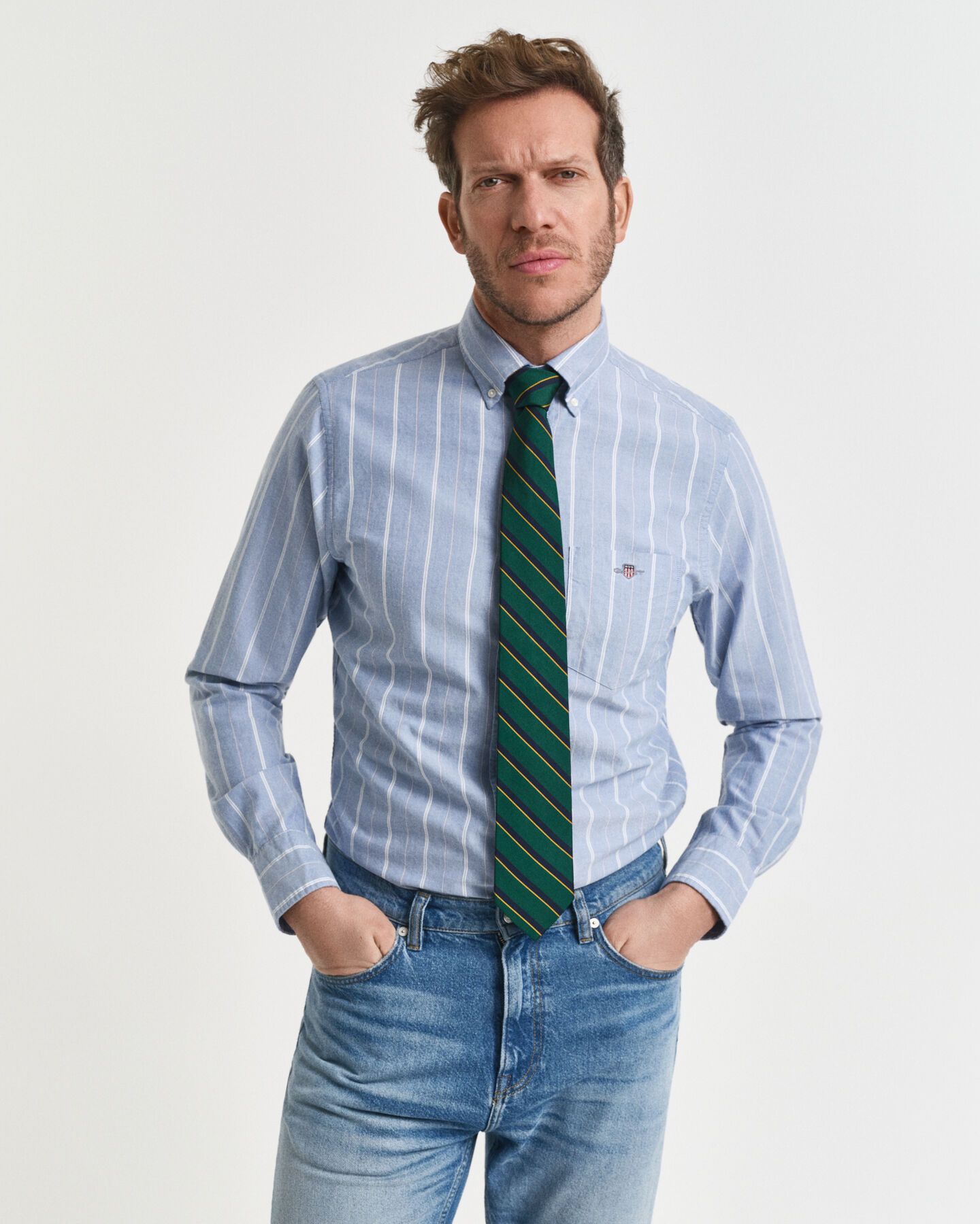 Camicia Oxford classica a righe regular fit