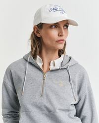 Felpa con zip corta e cappuccio con ancora ricamata e zip corta