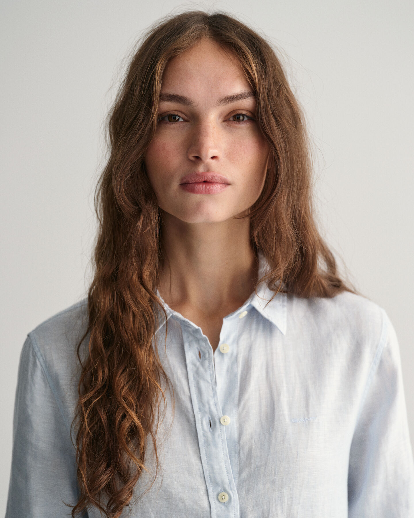 Camicia di lino a quadri in chambray regular fit