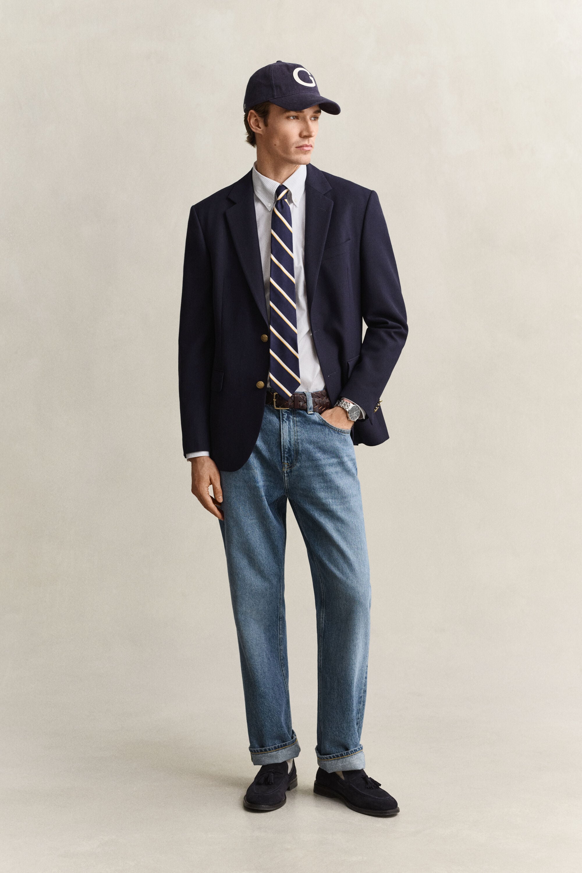 Abito chemisier in twill a righe