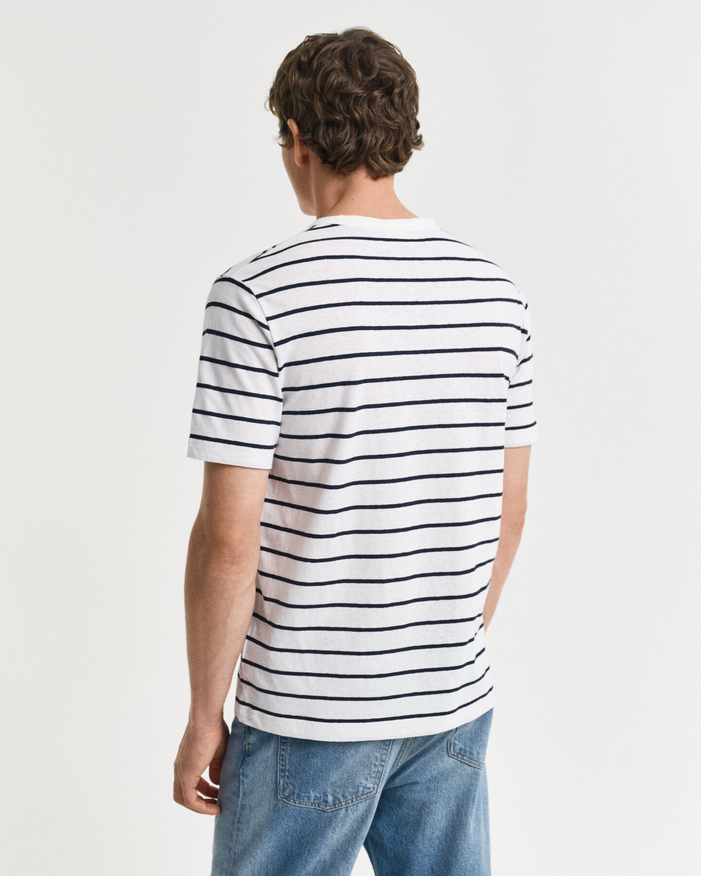 T-shirt in lino e cotone a righe