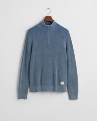 Maglia a coste d&eacute;lav&eacute; con zip corta