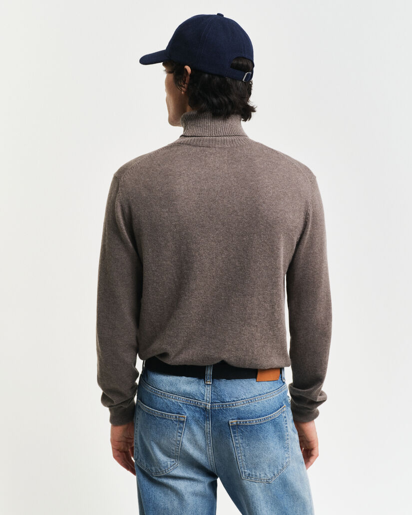 Maglia a collo alto in lana e cotone