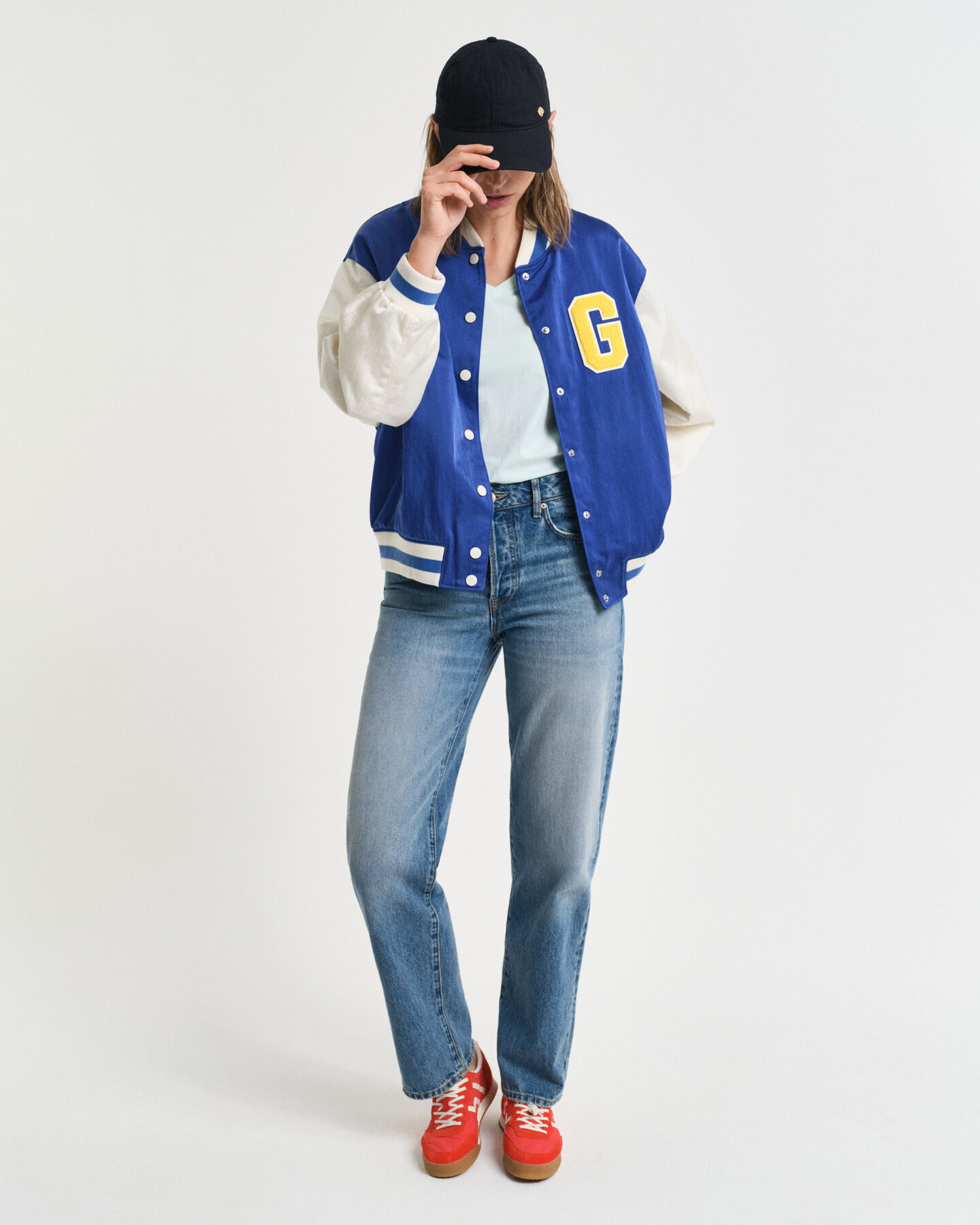 Varsity Jacket in raso con stemma G