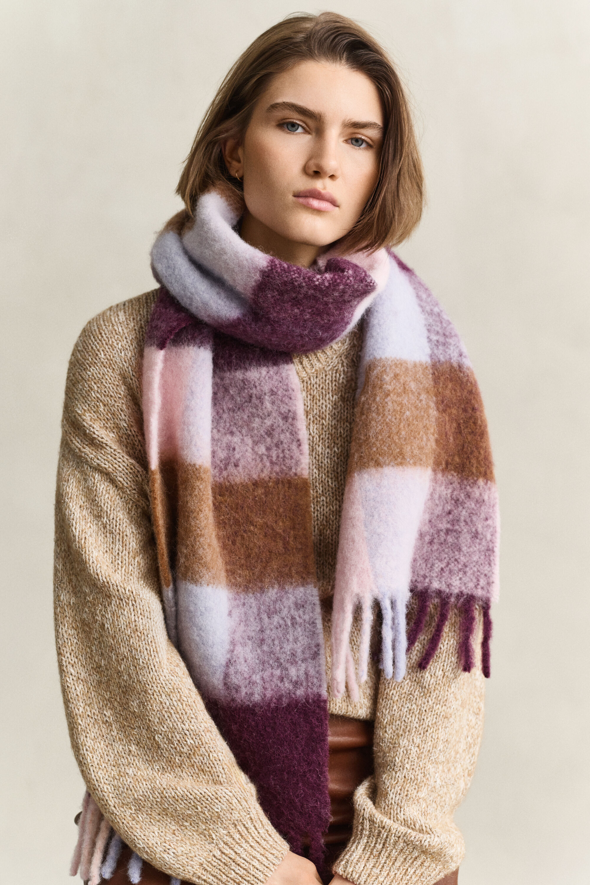 Sciarpa a quadri in lana d’alpaca
