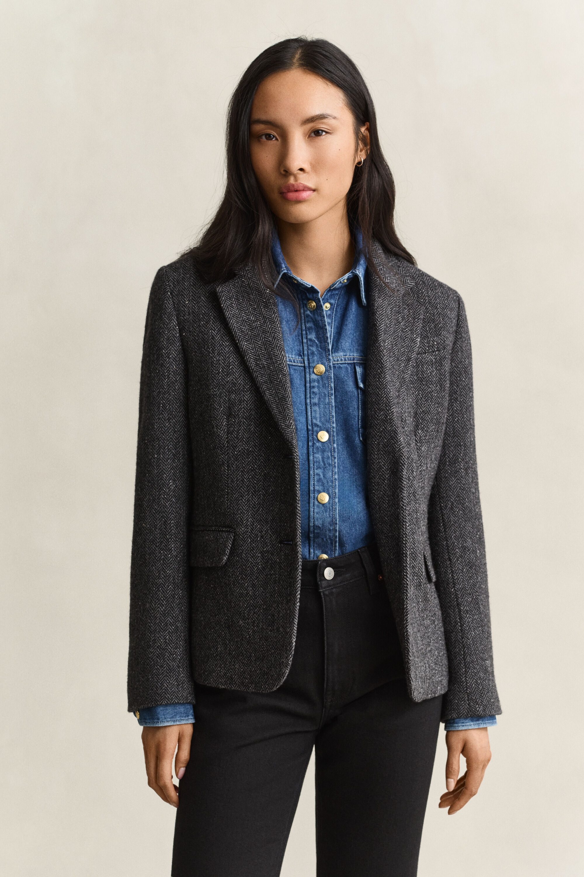 Blazer con motivo a spina di pesce