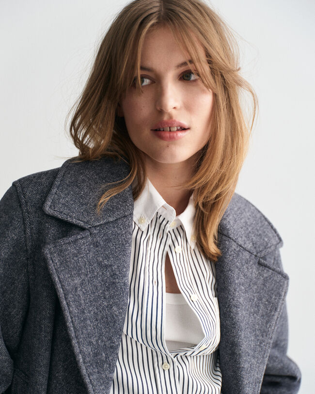 Giacca corta in lana a spina di pesce