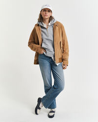 Felpa con zip corta e cappuccio con ancora ricamata e zip corta