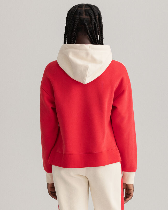 Felpa con cappuccio a blocchi di colore