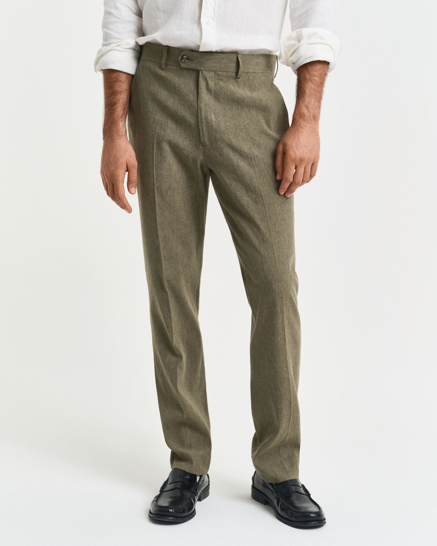 Pantaloni da abito in misto lino-cotone slim fit