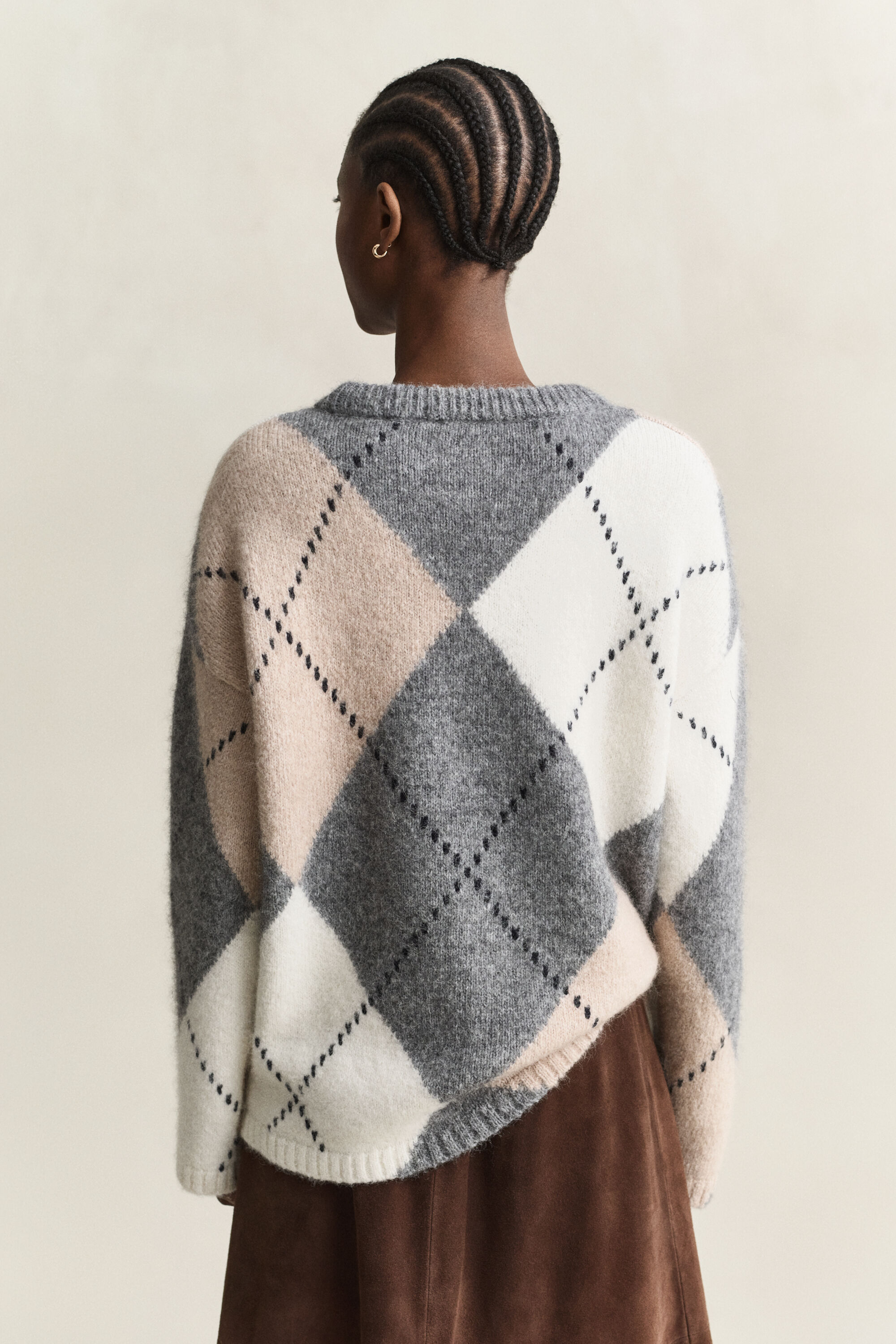 Maglia a rombi in misto lana d'alpaca