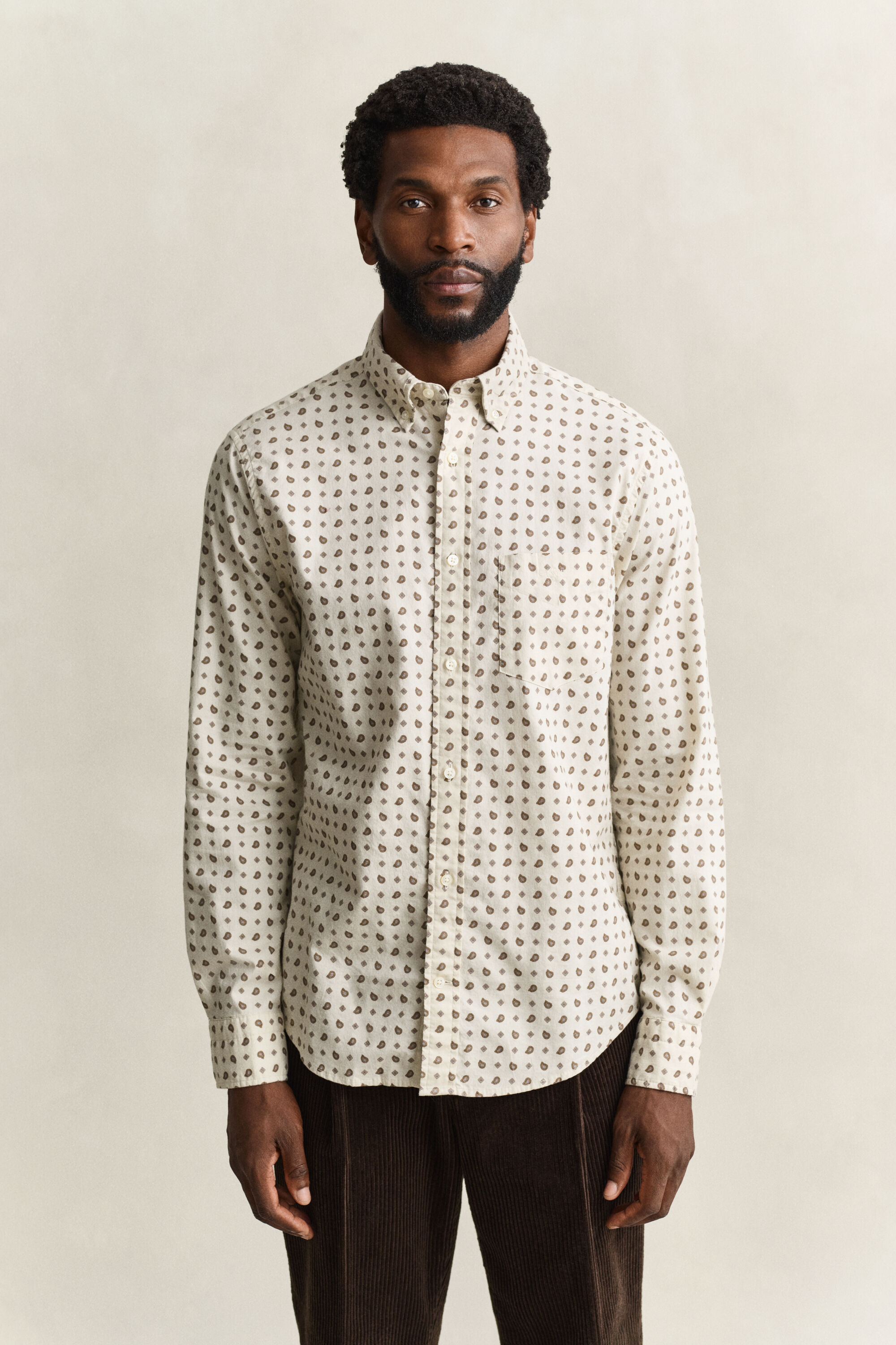 Camicia in twill con motivo cachemire