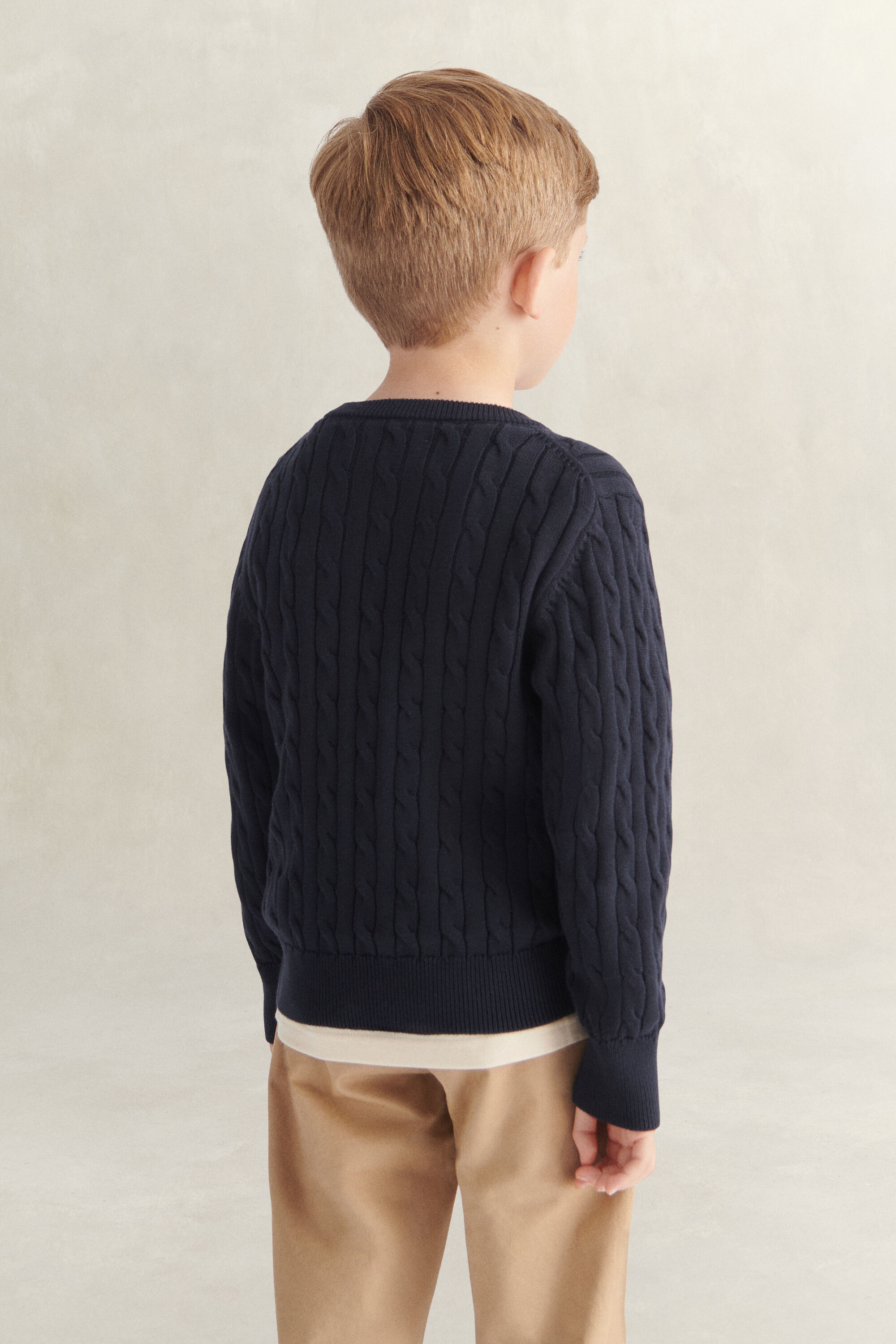 Maglia lavorata in cotone a trecce Shield Boys