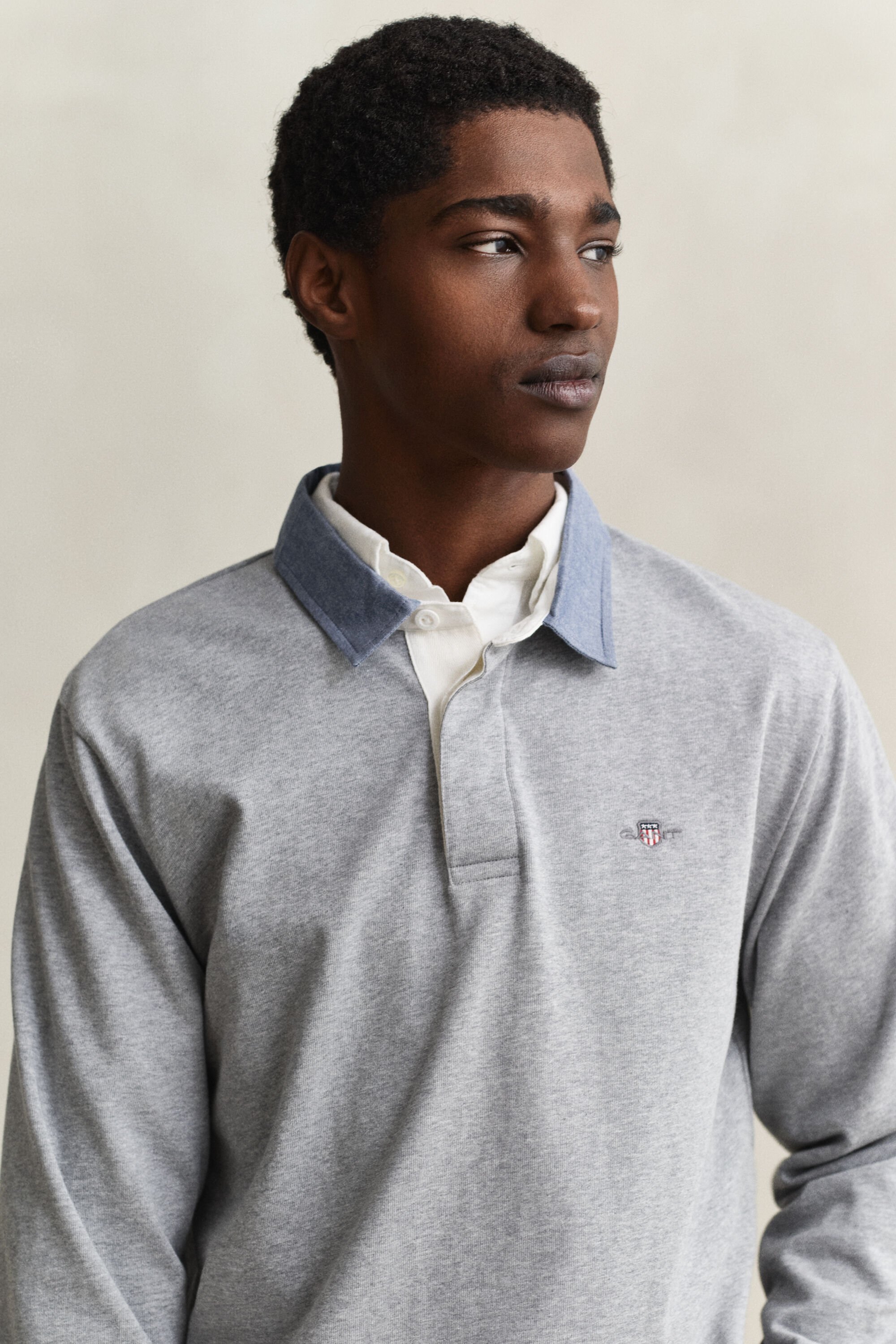 Heavy Rugger con colletto in chambray