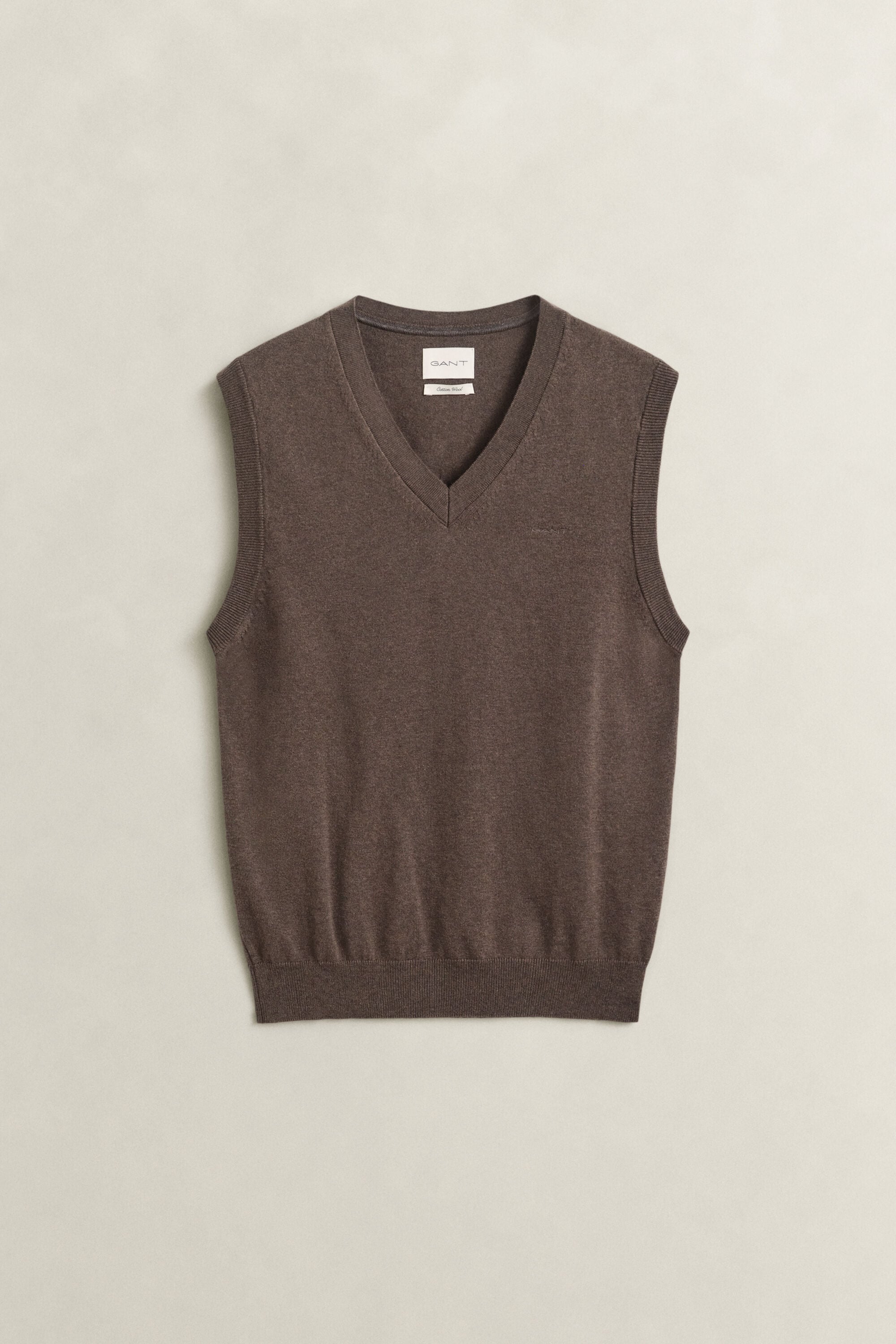Gilet con scollo a V in cotone e lana