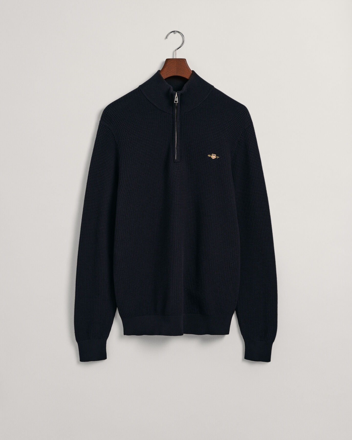 Maglia in cotone testurizzato con zip corta